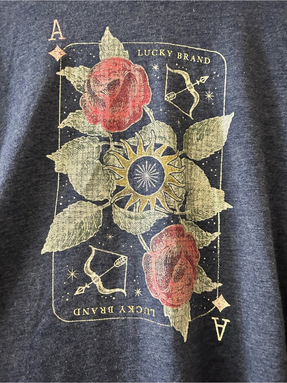 Lucky Brand Navy Short-Sleeve Tee with Rose and Gold Graphic - Picture 2 of 5